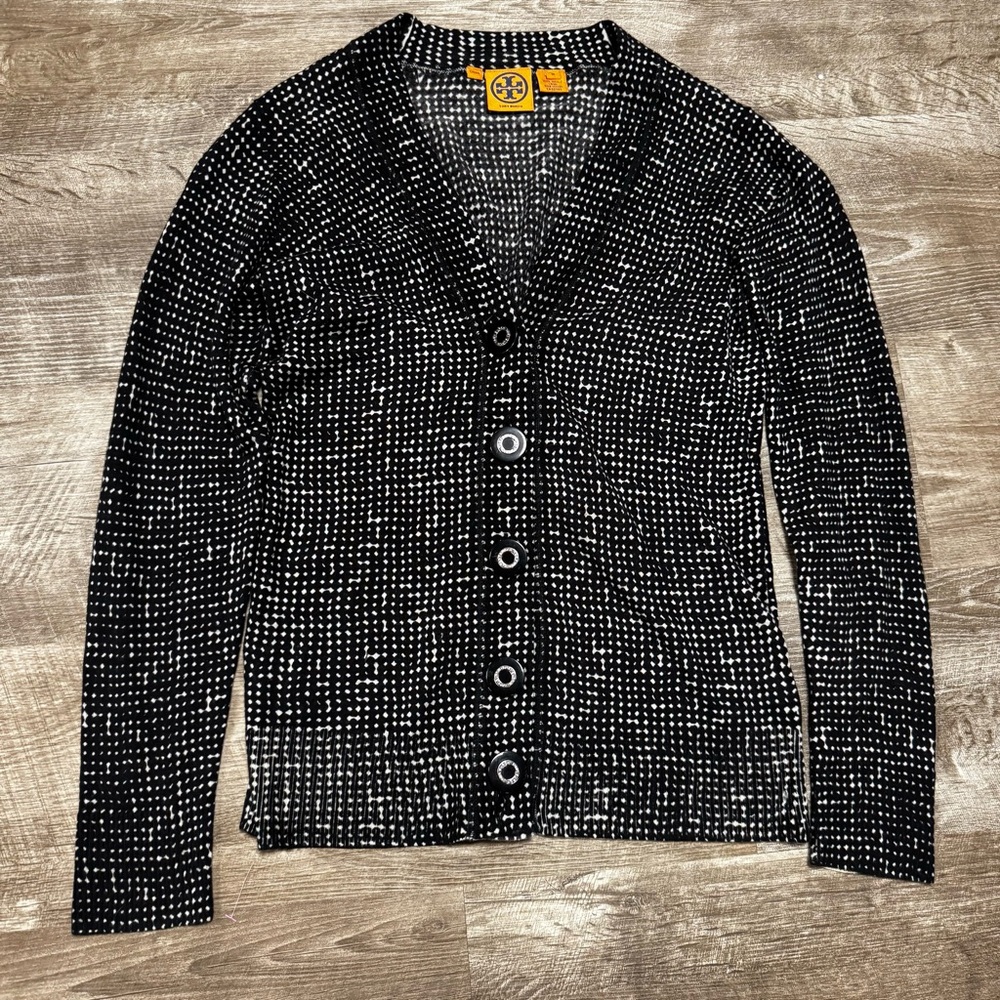 Tory Burch 100% Wool Button Front V-Neck Cardigan Size Medium